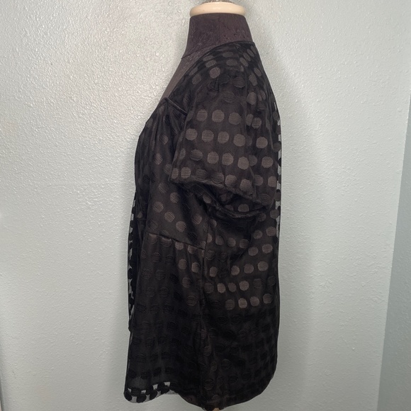 NY Collection Plus Size Black Polka Dot Blouse - Picture 2 of 11